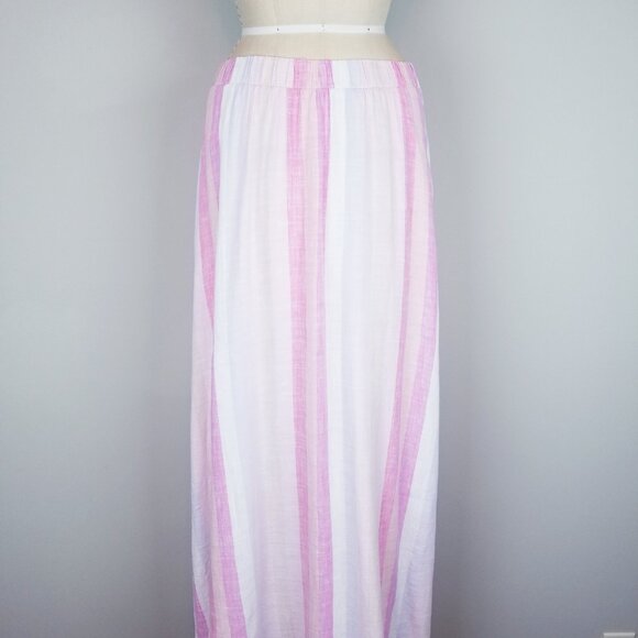 Splendid Pink Sunset Striped Linen A Line Maxi Skirt Ladies Size Medium - Picture 5 of 9